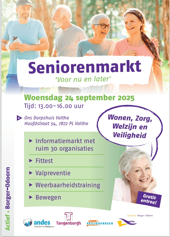 Folder van een uitnodiging voor de seniorenmarkt